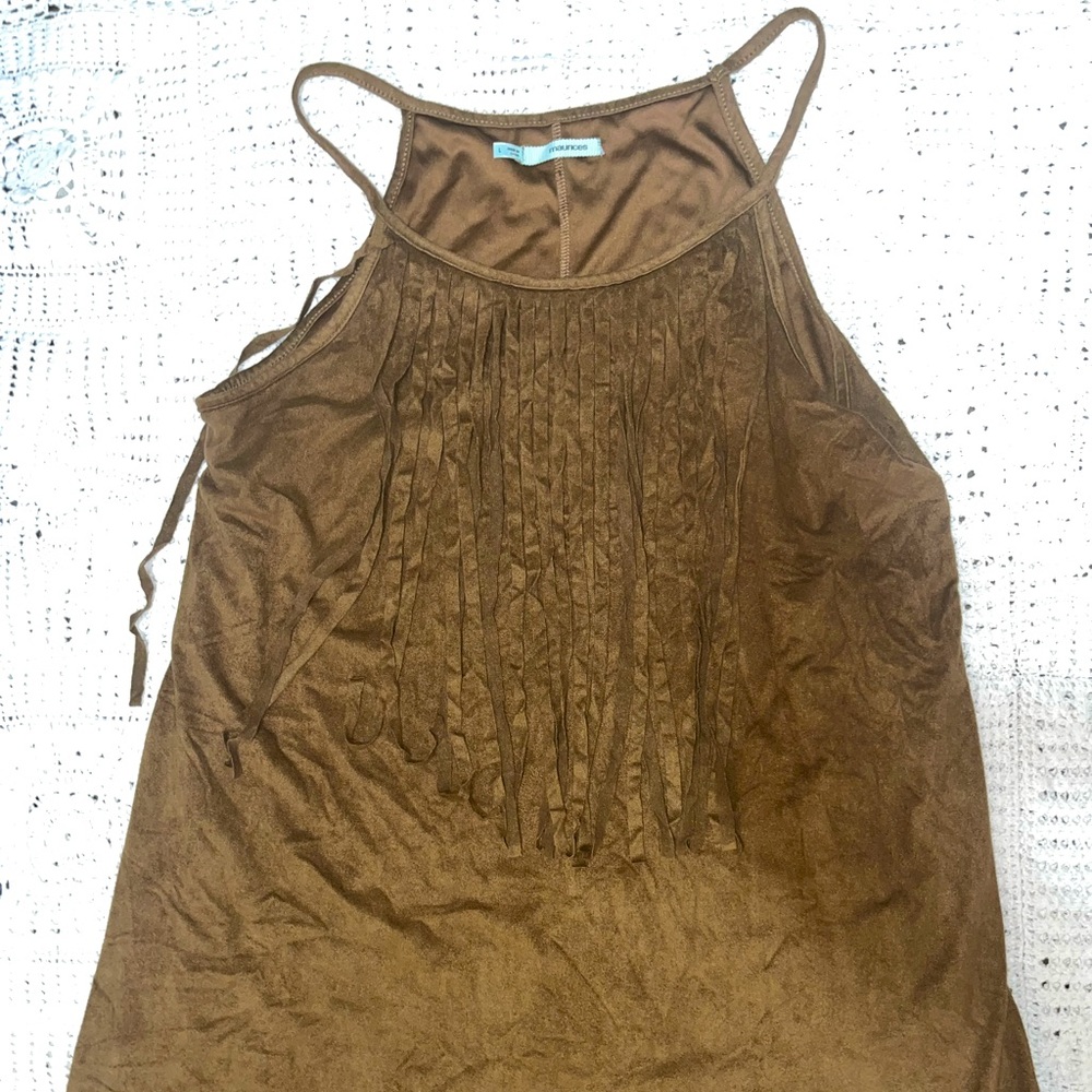 MAURICES Cowgirl Dress with beards on top front (size L ) Color brown, Polyester
